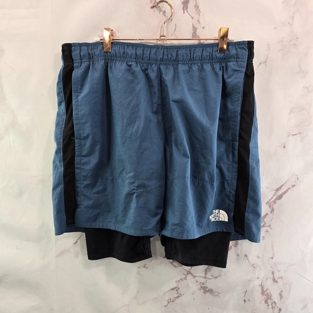 The North Face Shorts Mens Large Lined Running Blue Black Climbing Bike